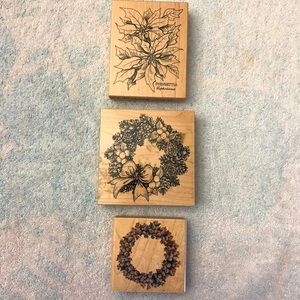 Three Christmas Rubber Stamps